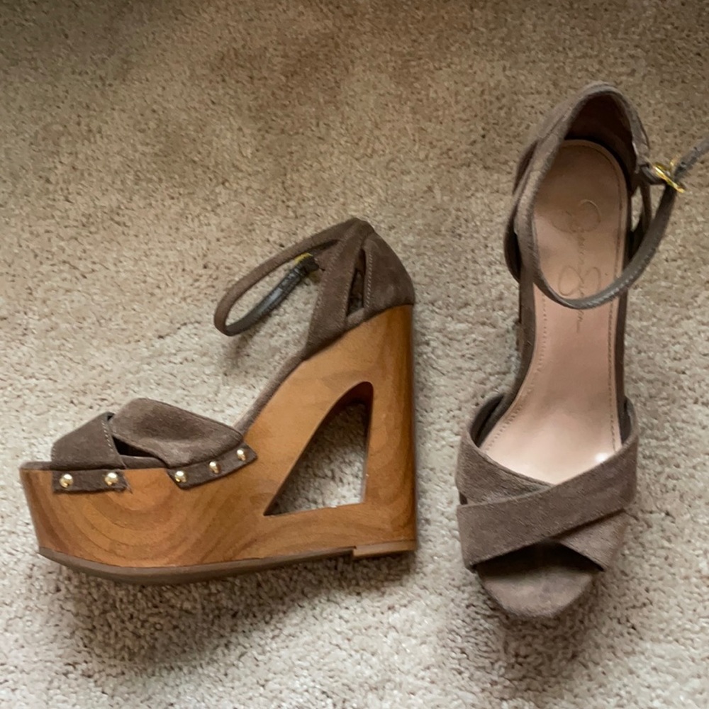 Jessica Simpson brown cutout wedges!